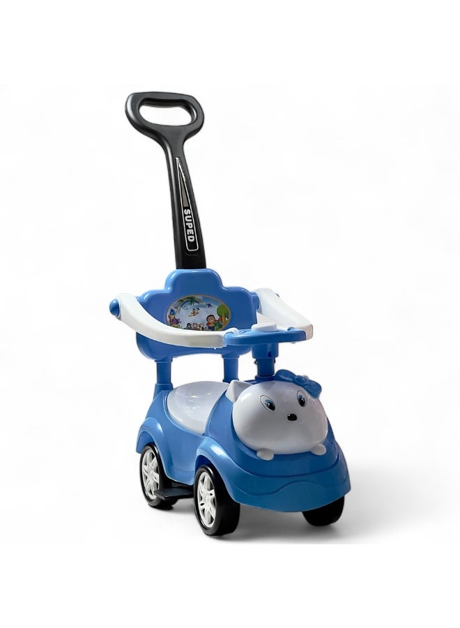 AL BADER 3 in 1 Ride on Car for Kids, Ride on Kids Car with Music & Lights, Kids Ride on Push Car With Safety Bar & Push Handle, Push Ride on Car for Kids 1-3 Years, Small Push Car for Toddlers, Blue - Image 1